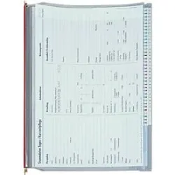 BOI 2-Deckel-Planettentasche, Messingaufhängung, DIN A4, Formularklemmleiste & Gewebestreifenverstärkung, grau/rot, 10 Stück