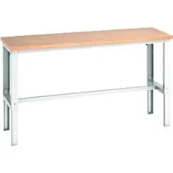 Bott Arbeitstisch cubio, manuell höhenverstellbar, Buche-Multiplexplatte, B 2000 x T 750 x H 740-1140 mm, bis 600 kg, lichtgrau RAL 7035