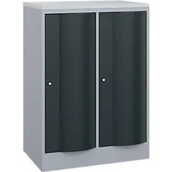 C+P Garderobenschrank Resisto, 2 Abteile, 2 Fächer, B 772 x T 540 x H 1077 mm, Weissalu/Anthrazitgrau