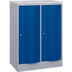 C+P Garderobenschrank Resisto, 2 Abteile, 2 Fächer, B 772 x T 540 x H 1077 mm, Weissalu/Enzianblau