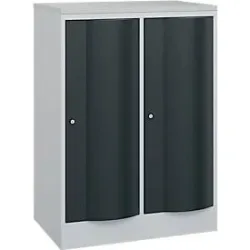 C+P Garderobenschrank Resisto, 2 Abteile, 2 Fächer, B 772 x T 540 x H 1077 mm, Lichtgrau/Anthrazitgrau