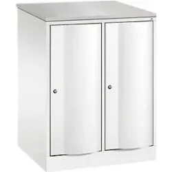 C+P Garderobenschrank Resisto, 2 Abteile, 2 Fächer, B 772 x T 640 x H 1077 mm, Verkehrsweiss