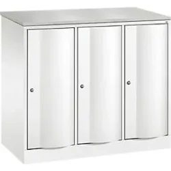 C+P Garderobenschrank Resisto, 3 Abteile, 3 Fächer, B 1148 x T 540 x H 1077 mm, Verkehrsweiss