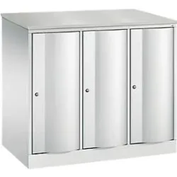 C+P Garderobenschrank Resisto, 3 Abteile, 3 Fächer, B 1148 x T 640 x H 1077 mm, Lichtgrau