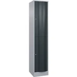 C+P Garderobenspind Resisto, 1 Abteil, 2 Fächer, B 396 x T 540 x H 1950 mm, Weissalu/Anthrazitgrau