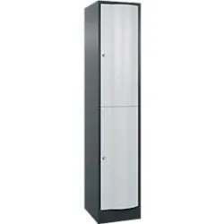 C+P Garderobenspind Resisto, 1 Abteil, 2 Fächer, B 396 x T 540 x H 1950 mm, Anthrazitgrau/Lichtgrau