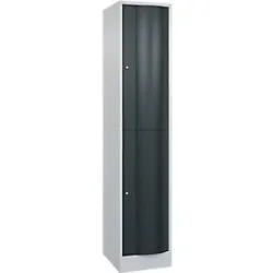 C+P Garderobenspind Resisto, 1 Abteil, 2 Fächer, B 396 x T 540 x H 1950 mm, Lichtgrau/Anthrazitgrau