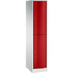C+P Garderobenspind Resisto, 1 Abteil, 2 Fächer, B 396 x T 540 x H 1950 mm, Lichtgrau/Enzianblau
