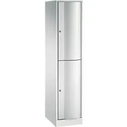 C+P Garderobenspind Resisto, 1 Abteil, 2 Fächer, B 396 x T 540 x H 1950 mm, Lichtgrau/Rubinrot