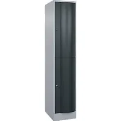 C+P Garderobenspind Resisto, 1 Abteil, 2 Fächer, B 396 x T 640 x H 1950 mm, Weissalu/Anthrazitgrau