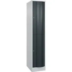 C+P Garderobenspind Resisto, 1 Abteil, 2 Fächer, B 396 x T 640 x H 1950 mm, Lichtgrau/Anthrazitgrau