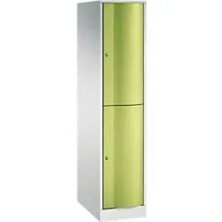 C+P Garderobenspind Resisto, 1 Abteil, 2 Fächer, B 396 x T 640 x H 1950 mm, Lichtgrau