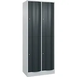 C+P Garderobenspind Resisto, 2 Abteile, 4 Fächer, B 772 x T 540 x H 1950 mm, Lichtgrau/Anthrazitgrau