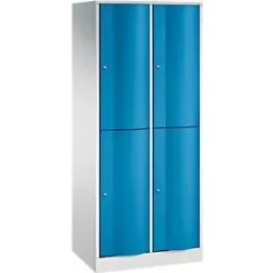 C+P Garderobenspind Resisto, 2 Abteile, 4 Fächer, B 772 x T 540 x H 1950 mm, Lichtgrau/Rubinrot