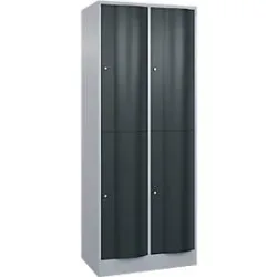 C+P Garderobenspind Resisto, 2 Abteile, 4 Fächer, B 772 x T 540 x H 1950 mm, Weissalu/Anthrazitgrau