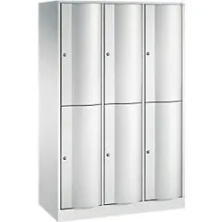 C+P Garderobenspind Resisto, 3 Abteile, 6 Fächer, B 1148 x T 540 x H 1950 mm, Lichtgrau/Clowngrün