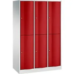 C+P Garderobenspind Resisto, 3 Abteile, 6 Fächer, B 1148 x T 540 x H 1950 mm, Lichtgrau/Enzianblau