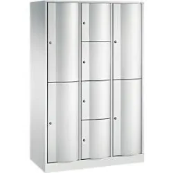 C+P Kombi-Schliessfachschrank Resisto, 3 Abteile, 8 Fächer, B 1148 x T 540 x H 1950 mm, Lichtgrau