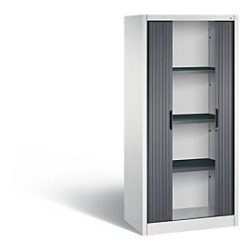 C + P Rollladenschrank Omnispace, 4 OH, abschliessbar, B 800 x T 420 x H 1660 mm, Stahl/Kunststoff, lichtgrau/schwarzgrau