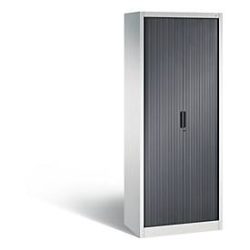 C + P Rollladenschrank Omnispace, 5 OH, abschliessbar, B 800 x T 420 x H 1980 mm, Stahl/Kunststoff, lichtgrau/schwarzgrau