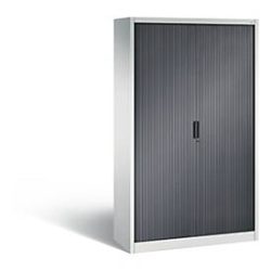 C + P Rollladenschrank Omnispace, 5 OH, abschliessbar, B 1200 x T 420 x H 1980 mm, Stahl, lichtgrau/schwarzgrau