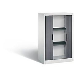 C + P Rollladenschrank Omnispace, 3 OH, abschliessbar, B 800 x T 420 x H 1230 mm, Stahl/Kunststoff, lichtgrau/schwarzgrau