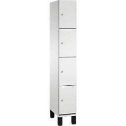 C+P Schliessfachschrank Cambio, 1 Abteil, 4 Fächer, auf Füssen, B 300 x T 525 x H 1980 mm, lichtgrau