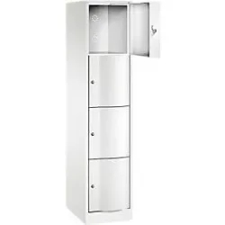 C+P Schliessfachschrank Resisto, 1 Abteil, 4 Fächer, B 396 x T 540 x H 1950 mm, Verkehrsweiss