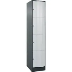 C+P Schliessfachschrank Resisto, 1 Abteil, 4 Fächer, B 396 x T 640 x H 1950 mm, Anthrazitgrau/Lichtgrau