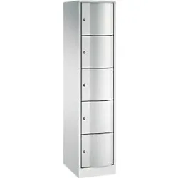 C+P Schliessfachschrank Resisto, 1 Abteil, 5 Fächer, B 396 x T 540 x H 1950 mm, Lichtgrau/Clowngrün
