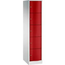 C+P Schliessfachschrank Resisto, 1 Abteil, 5 Fächer, B 396 x T 540 x H 1950 mm, Lichtgrau/Enzianblau