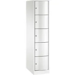 C+P Schliessfachschrank Resisto, 1 Abteil, 5 Fächer, B 396 x T 640 x H 1950 mm, Verkehrsweiss