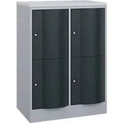C+P Schliessfachschrank Resisto, 2 Abteile, 4 Fächer, B 772 x T 540 x H 1077 mm, Weissalu/Anthrazitgrau