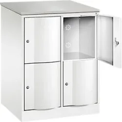 C+P Schliessfachschrank Resisto, 2 Abteile, 4 Fächer, B 772 x T 640 x H 1077 mm, Verkehrsweiss