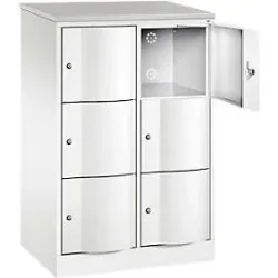 C+P Schliessfachschrank Resisto, 2 Abteile, 6 Fächer, B 772 x T 540 x H 1255 mm, Lichtgrau