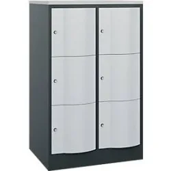 C+P Schliessfachschrank Resisto, 2 Abteile, 6 Fächer, B 772 x T 640 x H 1255 mm, Lichtgrau/Anthrazitgrau