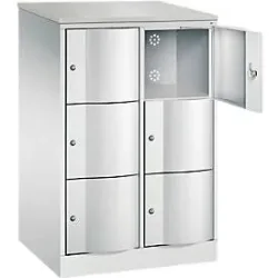 C+P Schliessfachschrank Resisto, 2 Abteile, 6 Fächer, B 772 x T 640 x H 1255 mm, Lichtgrau