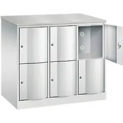C+P Schliessfachschrank Resisto, 3 Abteile, 6 Fächer, B 1148 x T 640 x H 1077 mm, Lichtgrau