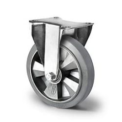 CASCOO Bockrolle BAF2, mit Rad-ø 160 mm x B 50 mm, Aluminium-Felge, Elastik-Lauffläche, grau, Doppelkugellager, bis 400 kg