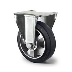 CASCOO Bockrolle BAF4, mit Rad-ø 200 mm x B 50 mm, Aluminium-Felge, Elastik-Lauffläche, schwarz, Doppelkugellager, bis 500 kg
