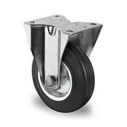 CASCOO Bockrolle SWS4, mit Rad-ø 160 mm x B 40 mm, Stahl-Felge, Vollgummi-Lauffläche, schwarz, Rollenlager, bis 135 kg