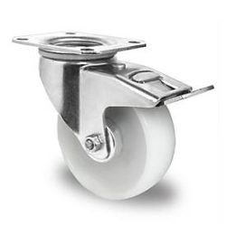 CASCOO Lenkrolle N0N0, mit Totalfeststeller, Rad-ø 100 mm x B 36 mm, Polyamid-Felge, Polyamid-Lauffläche, natur/weiss, Rollenlager, bis 150 kg
