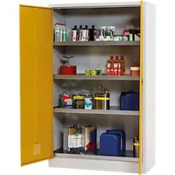 Chemikalienschrank  asecos CF-CLASSIC, Flügeltüren, Front Sicherheitsgelb, B 1200 x T 500 x H 1950 mm