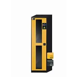 Chemikalienschrank  asecos CS-CLASSIC-G, Flügeltür mit Glasausschnitt, Anschlag links, Front Sicherheitsgelb, B 545 x T 520 x H 1950 mm