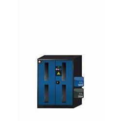 Chemikalienschrank  asecos CS-CLASSIC-G, Flügeltüren mit Glasausschnitt, Front Enzianblau, B 810 x T 520 x H 1105 mm