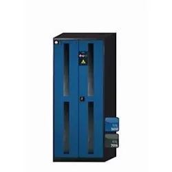 Chemikalienschrank  asecos CS-CLASSIC-G, Flügeltüren mit Glasausschnitt, Front Enzianblau, B 810 x T 520 x H 1950 mm