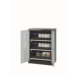 Chemikalienschrank  asecos CS-CLASSIC-G, Flügeltüren mit Glasausschnitt, Front Lichtgrau, B 810 x T 520 x H 1105 mm