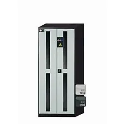 Chemikalienschrank  asecos CS-CLASSIC-G, Flügeltüren mit Glasausschnitt, Front Lichtgrau, B 810 x T 520 x H 1950 mm