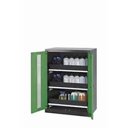 Chemikalienschrank  asecos CS-CLASSIC-G, Flügeltüren mit Glasausschnitt, Front Resedagrün, B 810 x T 520 x H 1105 mm