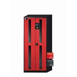 Chemikalienschrank  asecos CS-CLASSIC-G, Flügeltüren mit Glasausschnitt, Front Verkehrsrot, B 810 x T 520 x H 1950 mm